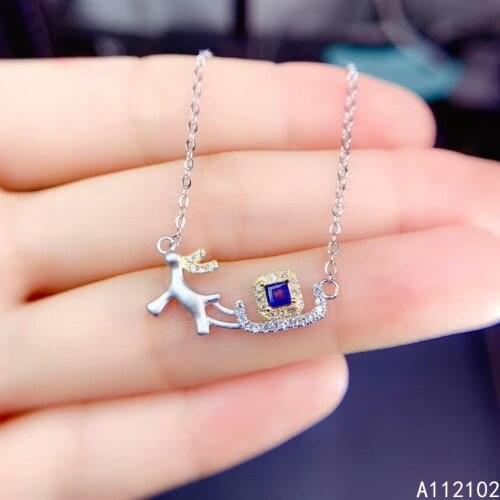 KJJEAXCMY fine Jewelry 925 Sterling Silver Natural sapphire Girl trendy Pendant Necklace Support Test Chinese style with box