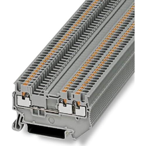 Din rail 1-in 2-out Quick Terminal Blocks PT 1.5/S-TWIN3208155 PHOENIX Type Screwless 3 Conductors Push In Spring Wire Conductor