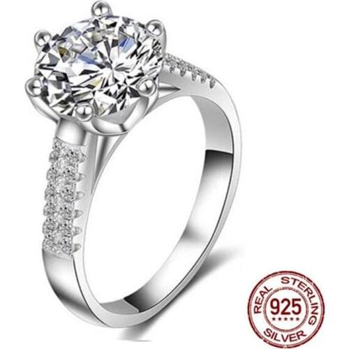 Luxurious 2.8ct 9mm AAAAA Cubic Zirconia Wedding S925 Silver Jewelry Bridal Engagement Rings for Women