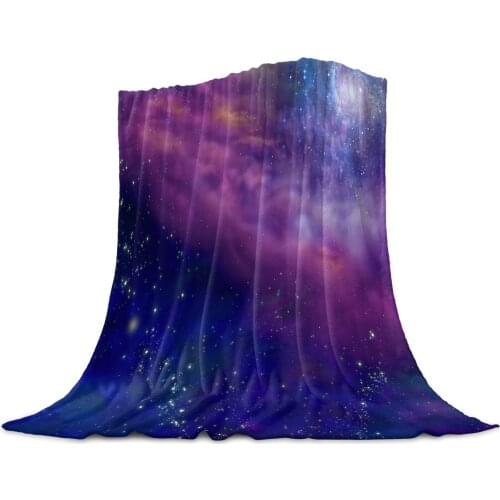 Milky Way Stars Purple Coral Fleece Blanket Cover The Bed Flannel Sofa Blanket Small Blanket for Kids Home Textile