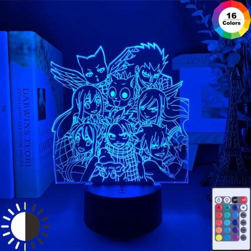 Manga Fairy Tail Group Night Light LED Touch Sensor Nightlight for Child ROOM Decor Kids Gift Table 3D Lamp Anime Fairy Tail