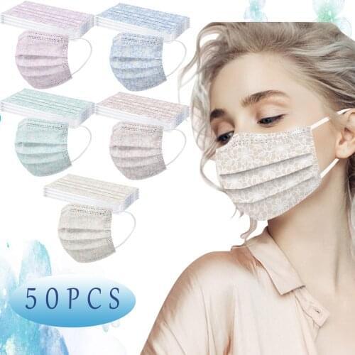 50pcs Adults Mascarillas Disposable Face Mask Mascherine Adults Mask Halloween Cosplay Masque Non-woven 3-layer Face Masks