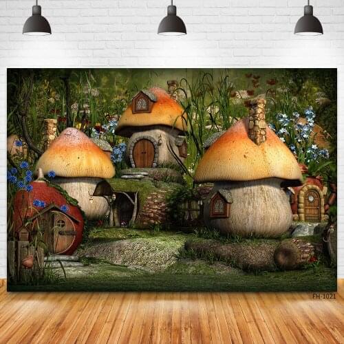 Dreamy Mushroom Castle Wonderland Forest Jungle Fairytale Backdrops Photography Background For Birthday Party Fairy Photo Studio