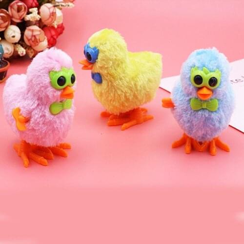 Cartoon Cute Plush Glasses Chick Clockwork Wind up Doll Parent-child Interactive Toys Gift for kids jouet enfant