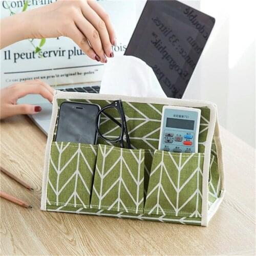 Multi-functional Linen Desktop Storage Box Remote Control Phone Key Napkin Paper Towel Boxes Living Room Bathroom Car Organizer