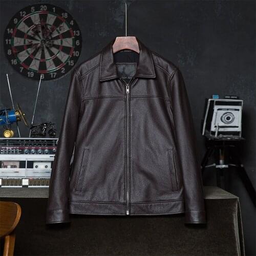 Men Genuine Leather Jacket 100% Natural Cowhide Clothing Male Skin Coat Autumn Spring Asian Size 6XL Wholesale Drop Shipping