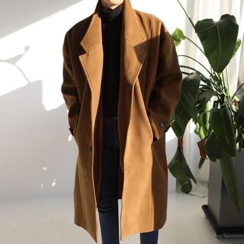 Brand New 2020 Long Woolen Coat Men Parka Casual Fashion Windbreaker Males clothing Outwear Abrigos Mujer Hot LX1120