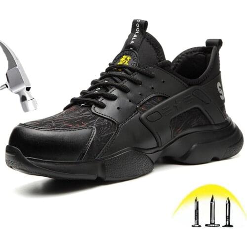 Mens Safety Boots Male Steel toe caps Puncture Proof Soft Lightweight Breathable Construction Safety Work Shoes Indestructible