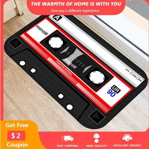 Music Tape Printed Doormats Modern Retro Floor Belcony Mats Non-slip Bathroom Bedroom 40x60cm Entrance Door Mat Home Decor tapis