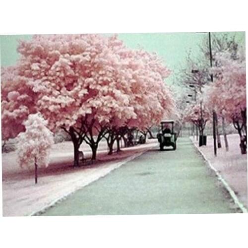 5D Diamond Painting by Number Kit, Sakura Full Drill Embroidery Cross Stitch Picture Supplies Arts Craft Wall Sticker Decor