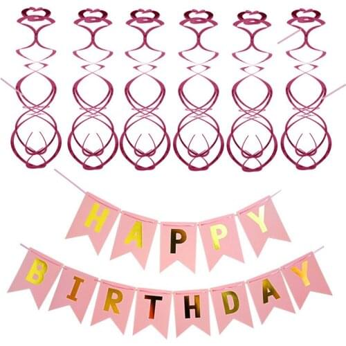Birthday Party Set Paper Flower Ball Letter Pull Flag Birthday Party Decoration 12 Inch Sequined Balloon Шары На День Рождения