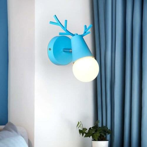 Nordic Macaron Wall Lamps Modern Led Wall Sconces for Bedroom Staris Bathroom Decor Lighting Fixtures Loft Mirror Antlers Lights