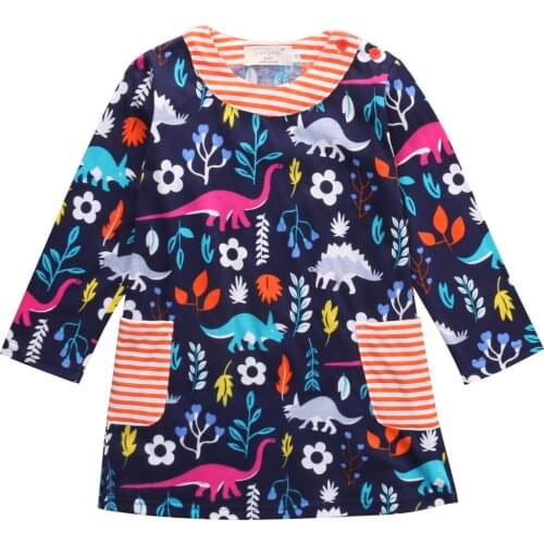 2020 New Girl Princess Dress Kids Baby Dinosaur Printing Party Wedding Formal Dresses Clothes Tutu Dress 1-6T ropa de bebe niña