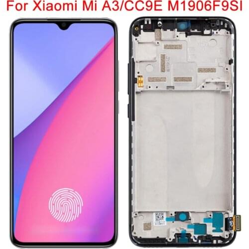 Original Mi A3 LCD For Xiaomi CC9E Display With Frame MiA3 M1906F9SI M1906F9SH LCD Touch Screen Panel Replacement 6.01" Display