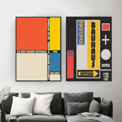 Posters and Prints Bauhaus Vintage Exhibition Poster Wall Art Pictures Colorful Canvas Painting Retro for Room Home Decor