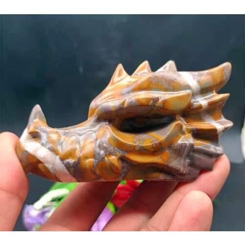 Natural quartz crystal energy bamboo leaf stone carving Reiki dragon head meditation chakra home decoration tablet healing