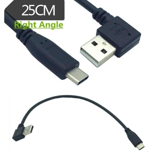 Right Angle USB2.0 (Type-A) Male to USB3.1 (Type-C)Male Cable 0.25m