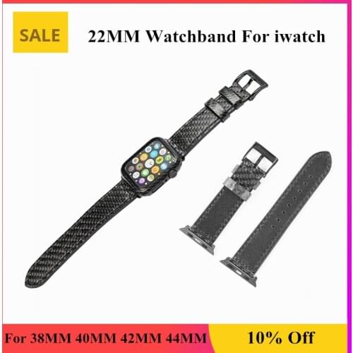 22MM Genuine Carbon Fiber Straps For Apple iWatch Series 3 4 5 6 Black Color Watchband For iWatch 38MM 40MM 42MM 44MM