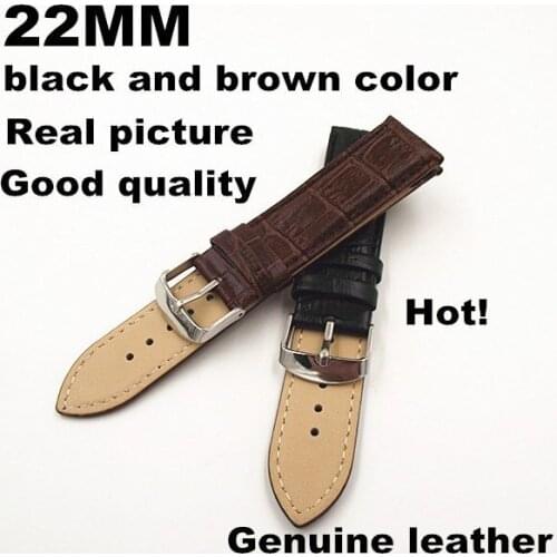 1pcs High quality 22MM genuine leather Watch band watch strap black and brown colors available-3253