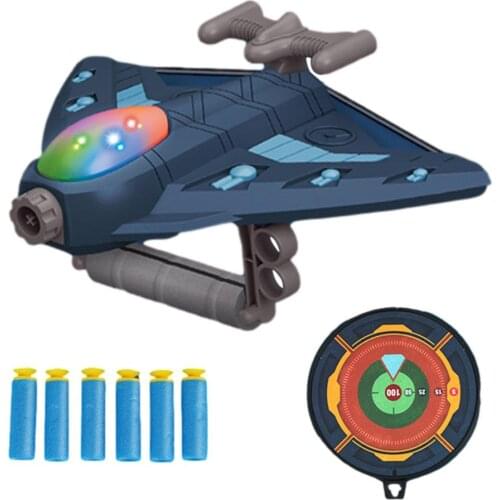 Kids Shooting Game Toy Airplane Slingshot With 6 Soft Darts Outdoor Soft & Safe Fun Shooting Game Sports For Children Ideal Gift