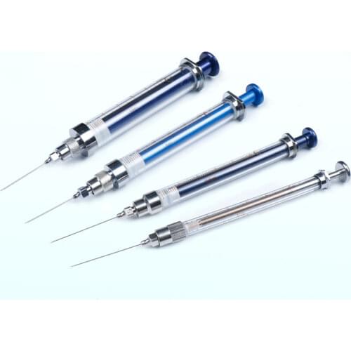 25ul 50ul 100ul 250ul 500ul 1ml 2.5ml 5ml 10ml Microliter Luer Lock Syringe Gas Chromatographic Injector With Sharp Tip