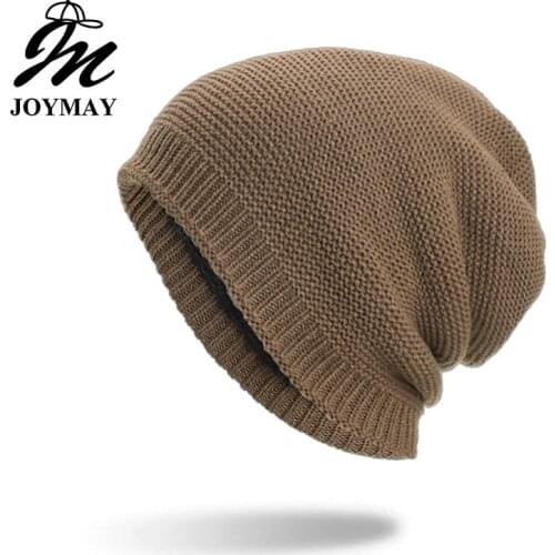 Joymay 2018 New Winter Beanies Hat Unisex Plain Warm Soft Skull Knitting Cap Hats Gorro Caps For Men Women Dropshipping WM095