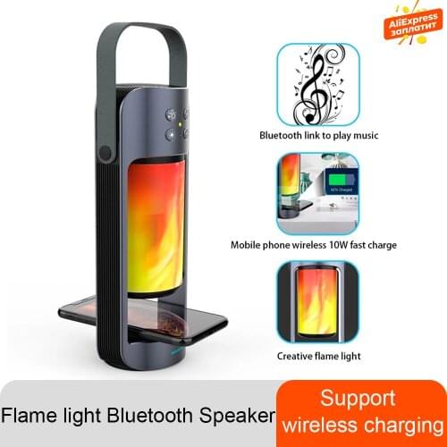 Bluetooth Outdoor Speaker Portable Wireless 3D Stereo Music Surround Column Loudspeaker Support TF Card 10W Wireless Charging