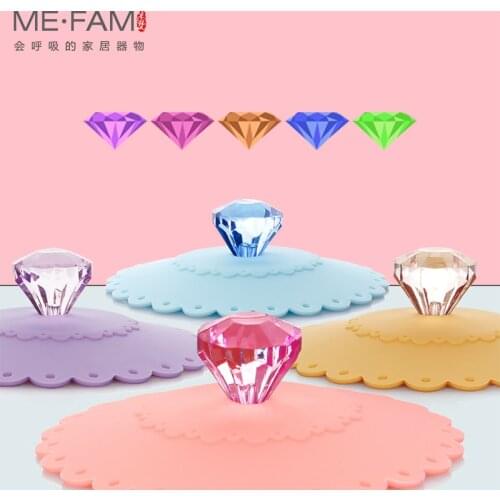 Universal Seal Anti Dust Mug Cover Colorful Luxury Acrylic Diamond Handle Silicone Lace Flower Lid 10.5cm Hot Tea Coffee Cup Cap