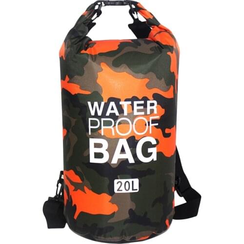 PVC Waterproof Dry Bag 5/10/20L Camo Outdoor Diving Foldable Universal Beach Swimming Bag Rafting River Ocean Trekking Backpack