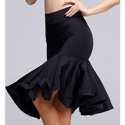 New Women Black Latin Dance Skirt Adult Latin Ballroom Salsa Tango Rumba Cha Cha Mermaid Skirt Latin Dance Wear Woman