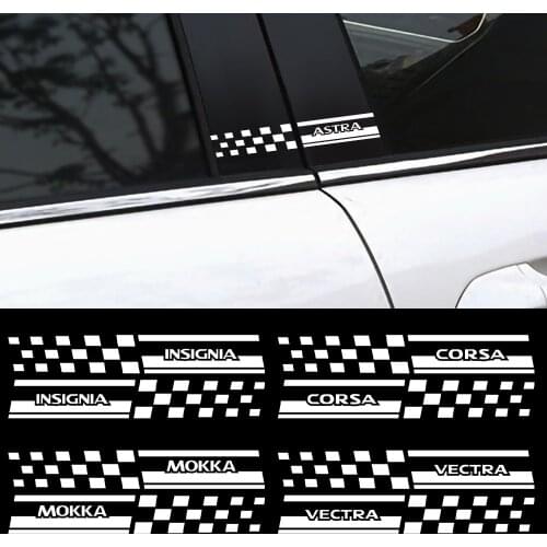 2Pcs Car Door Window B Pillar Decals Body Trim Stickers For OPEL opc Astra Insignia Corsa Mokka vectra Decoration Decal
