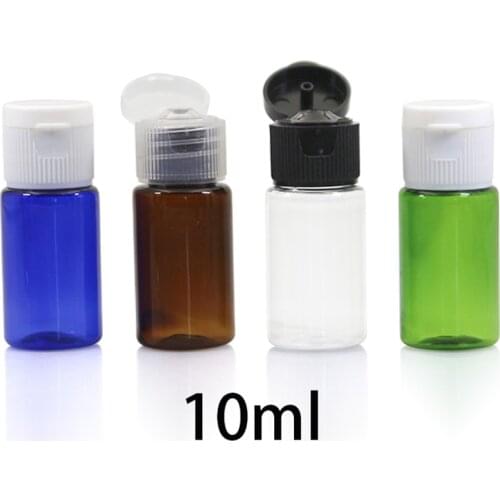 20pcs 10ml Plastic Empty Cosmetic Bottle with Flip Cap Essential Oil Makeup Essence Water Sample Travel Packaging Containers