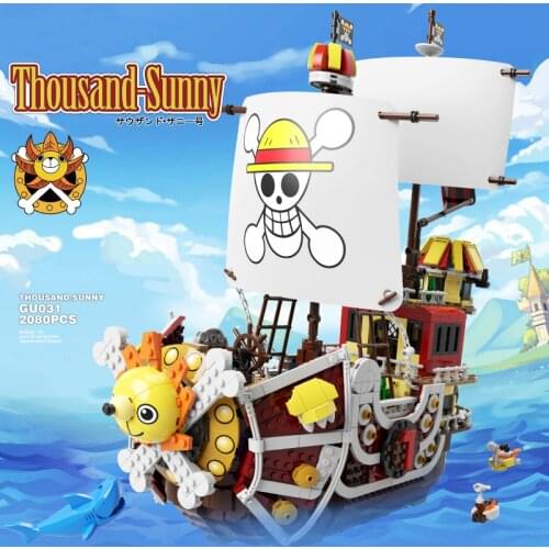 2080PCS Creative Thousand Sunny Pirate Ship Model One Ideas Pieces Boats Building Blocks Figures Bricks Toys Gifts For Children
