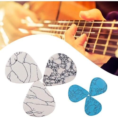 3Pcs Guitar Picks Wear-resistant Exquisite Faux Malachite Smooth Finger Picks for Instrument