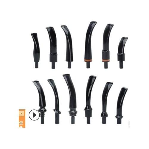 3pcs New Black Ebonite vulcanizates mouthpieces Stem For Tobacco Smoking pipe round saddle 3-7.2 mm optional
