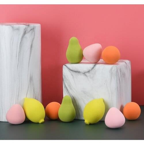 50pcs Custom Logo Brand Name New Fruit Shape Blender Lemon Peach Avocado Foundation Beauty Makeup Sponge Blending Puff Cosmetics