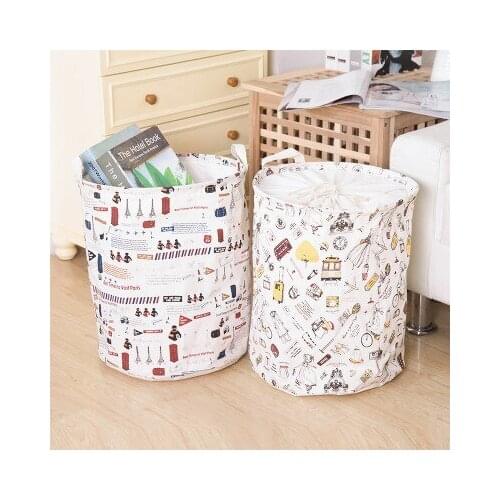 BF040 Cotton printing large folding laundry basket with handle clothes storage bag 35*45cm free shipping