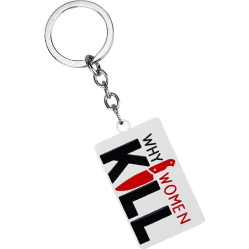 Movie Kill Bill Quentin Tarantino "Why Kill Women" Square Alloy Key Chains PUSSY WAGON Pink Letter Keychain Car Keyring