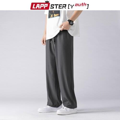 LAPPSTER-Youth Men Straight Streetwear Sweatpants 2021 Mens Korean Fashion Harajuku Baggy Pants Male Wide Leg Causal Pants 4XL