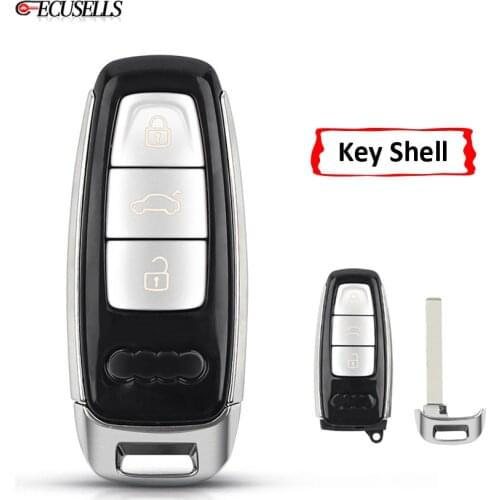 3 Button Remote Car Key Shell Case Housing Cover For Audi A6 C8 A7 A8 Q8 2017 2018 2019 2020 with Uncut Blade