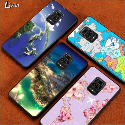 Global the Map for Redmi K30 K30S K30T K20 10X 9i 9 9A 9C GO 8A 8 7 6 6A 5A 4X S2 Pro Plus Ultra Black Phone Case