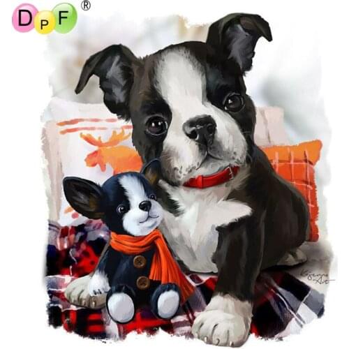 DPF Round Diamond Painting oil painting cute dog DIY Gift 5D full Diamond Embroidery Magic Cube Cross Stitch craft Mosaic Decor