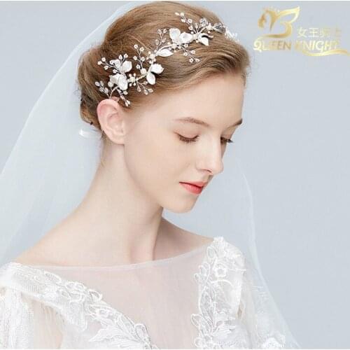 European and American Handmade Silver White Sparkling Rhinestones Flower Petals Soft Hair Band Headband Headdress