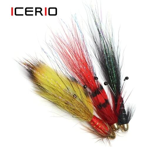ICERIO 3PCS Cone Head Francis Snaelda Salmon Tube Fly for Trout Fishing Fly Lures