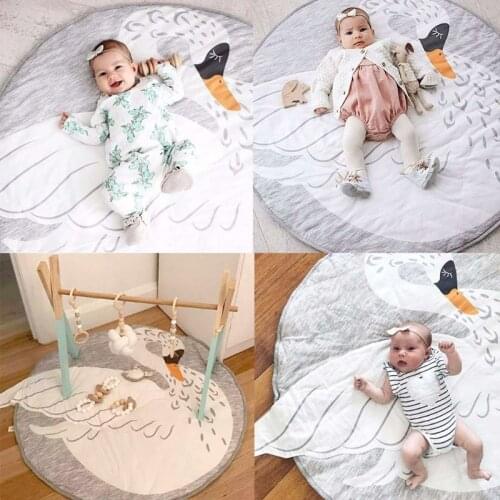 Baby Toddlers Play Floor Mat Cartoon Swan Kids Crawling Blanket Children Room Stroller Decor Props
