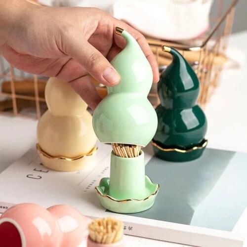 Nordic style creative Phnom Penh gourd ceramic toothpick holder home hotel portable cute toothpick box tableware accessories