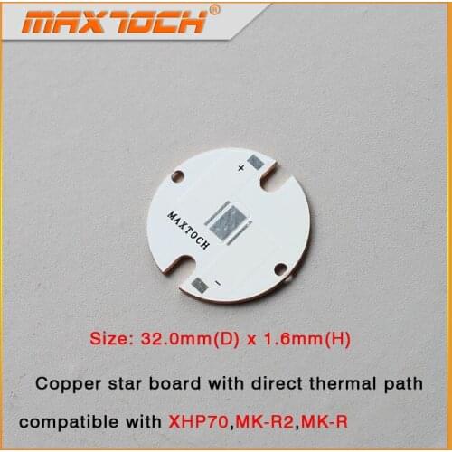 MAXTOCH Copper MCPCB Cree XHP70 MK-R2 MKR 32mm x 1.6mm Direct Thermal Path Copper Board