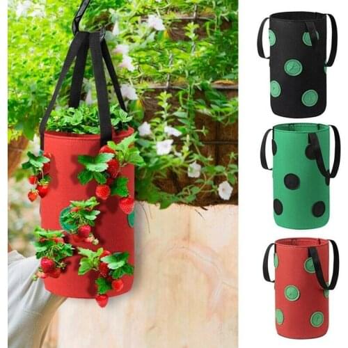 Strawberry Grow Bag Nonwoven Fabric Vertical Jardin Garden Hanging Plant Bag Vegetable Potato Planter Bag For Greenhouse Bag