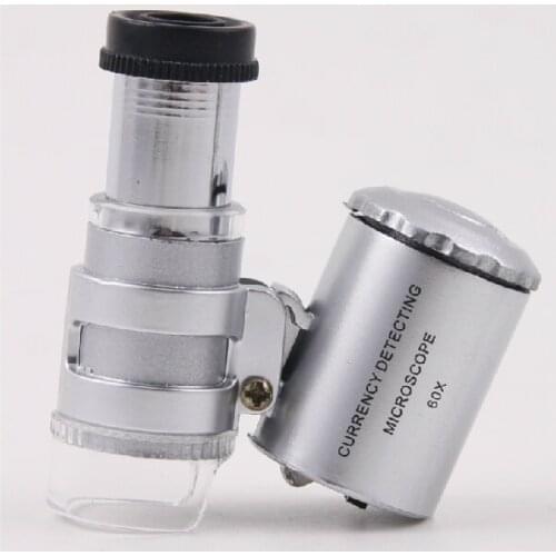 Free shipping currency detecting microscope 60X mini magnifier pocket microscope money detector