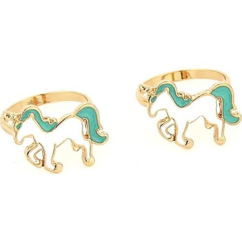 Sweet cute woman alloy ring drop oil unicorn pattern single ring female ring for girls birthday gift party accessories jewelry
